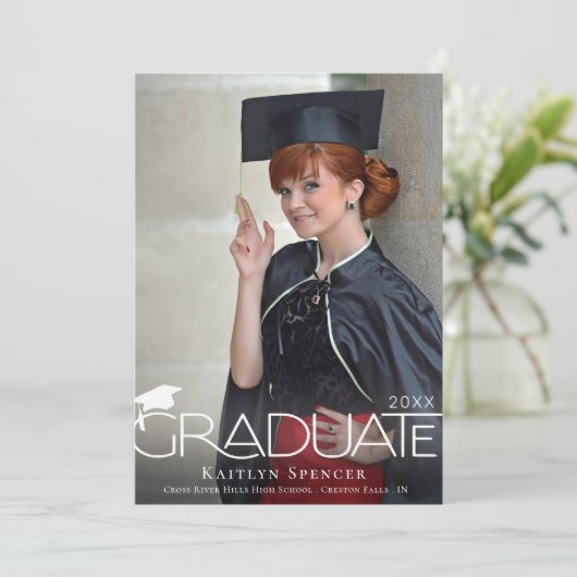 Modern Afstuderen Typografie 2 Foto's Afstuderen Aankondiging (Staand voorkant)