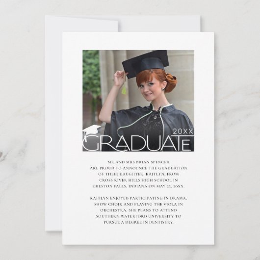 Modern Afstuderen Typografie 2 Foto's Afstuderen Aankondiging (Achterkant)