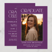 MODERN AFSTUDEREN TYPOGRAFIE FOTO AFSTUDEREN INVIT KAART (Voorkant / Achterkant)