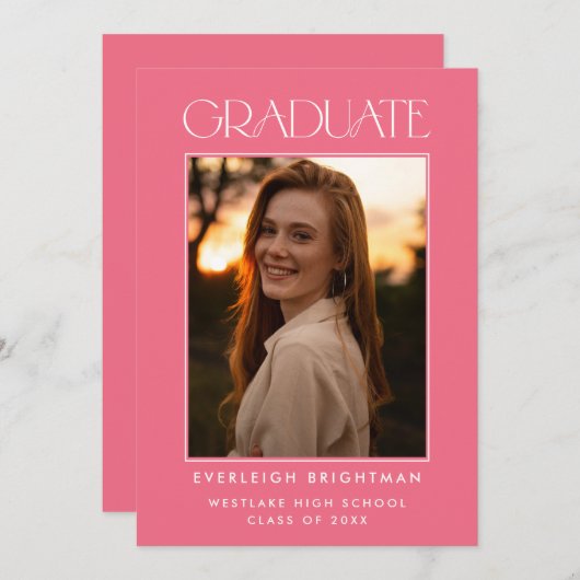 MODERN AFSTUDEREN TYPOGRAFIE FOTO AFSTUDEREN INVIT KAART (Voorkant / Achterkant)