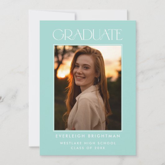 MODERN AFSTUDEREN TYPOGRAFIE FOTO AFSTUDEREN INVIT KAART (Voorkant)