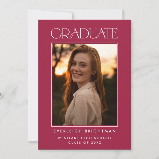 MODERN AFSTUDEREN TYPOGRAFIE FOTO AFSTUDEREN INVIT KAART (Voorkant)