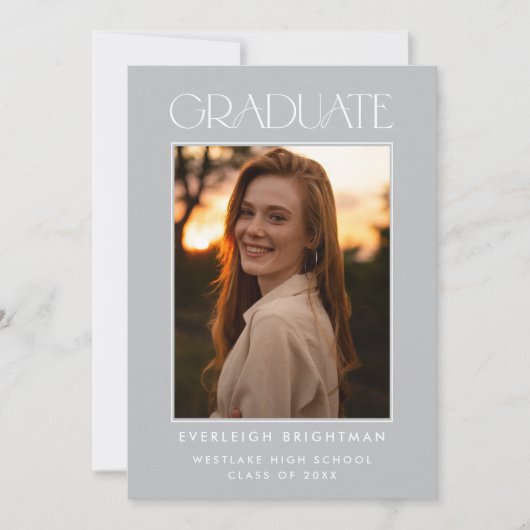 MODERN AFSTUDEREN TYPOGRAFIE FOTO AFSTUDEREN INVIT KAART (Voorkant)