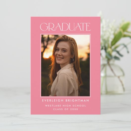 MODERN AFSTUDEREN TYPOGRAFIE FOTO AFSTUDEREN INVIT KAART (Staand voorkant)