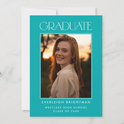 MODERN AFSTUDEREN TYPOGRAFIE FOTO AFSTUDEREN INVIT KAART (Voorkant)