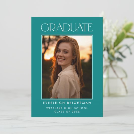 MODERN AFSTUDEREN TYPOGRAFIE FOTO AFSTUDEREN INVIT KAART (Staand voorkant)