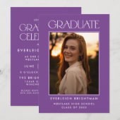 MODERN AFSTUDEREN TYPOGRAFIE FOTO AFSTUDEREN INVIT KAART (Voorkant / Achterkant)