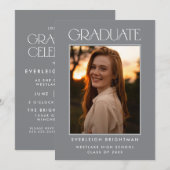 MODERN AFSTUDEREN TYPOGRAFIE FOTO AFSTUDEREN INVIT KAART (Voorkant / Achterkant)