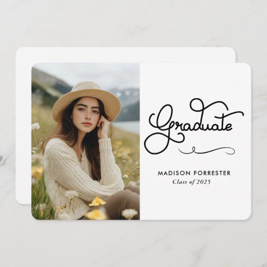 Modern Afstuderen typografiescript Kaart (Voorkant / Achterkant)