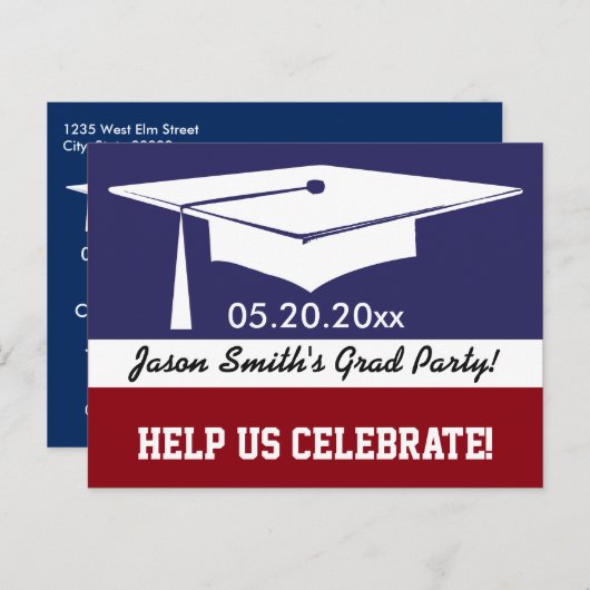 Modern Afstuderen uitnodigen Uitnodiging Briefkaart (Voorkant / Achterkant)