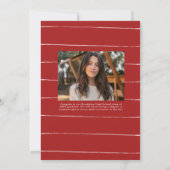 Modern afstuderen uniek rood twee foto afstuderen aankondiging (Achterkant)