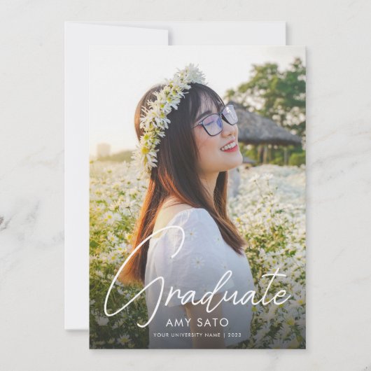 Modern Afstuderen voor foto's, wit script Kaart (Voorkant)
