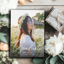 Modern Afstuderen voor foto's, wit script