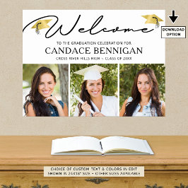 Modern Afstuderen Welkom 3 foto's Eenvoudig script Poster