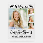 Modern Afstuderen Welkom 4 Foto's Script Acryl Bord (Voorkant)