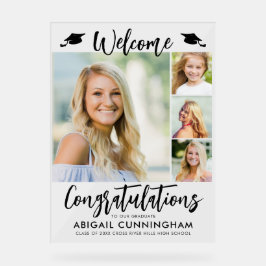 Modern Afstuderen Welkom 4 Foto's Script Acryl Bord