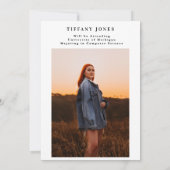 Modern Afstuderen White Script 2 Photo Afstuderen Aankondiging (Achterkant)