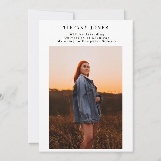 Modern Afstuderen White Script 2 Photo Afstuderen Aankondiging (Achterkant)