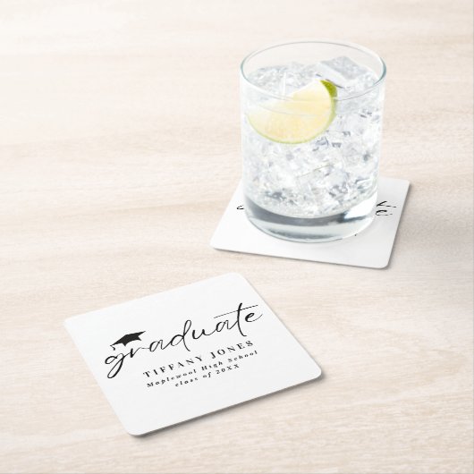 Modern Afstuderen wit script afstudeerfeest Kartonnen Onderzetters (Insitu)