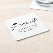 Modern Afstuderen wit script afstudeerfeest Kartonnen Onderzetters (Schuin)