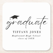 Modern Afstuderen wit script afstudeerfeest Kartonnen Onderzetters (Voorkant)