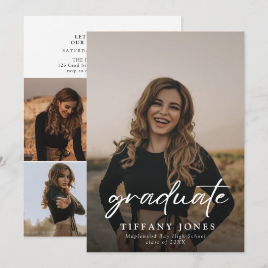 Modern Afstuderen witboek 4 Foto's Afstuderen Aankondiging (Voorkant / Achterkant)