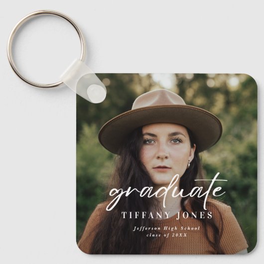 Modern Afstuderen witboek 4 Foto's Afstuderen Sleutelhanger (Voorkant)