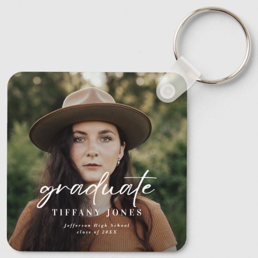 Modern Afstuderen witboek 4 Foto's Afstuderen Sleutelhanger (Achterkant)