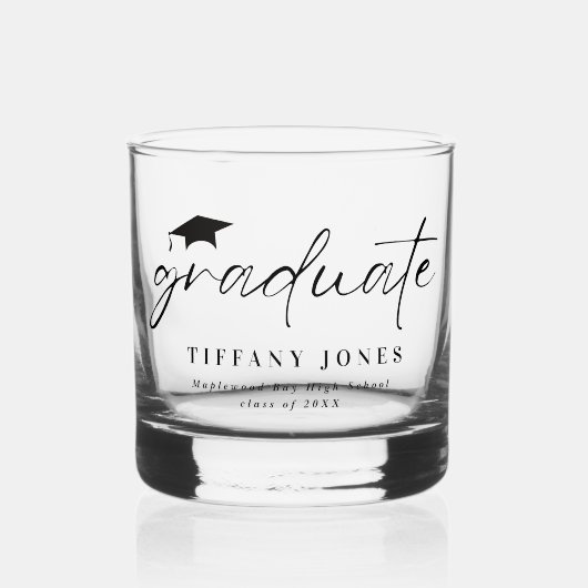 Modern Afstuderen witboek 4 Foto's Afstuderen Whisky Glas (Voorkant)