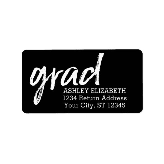 Modern Afstuderen, zwart Afstudeerder op maat Etiket (Voorkant)