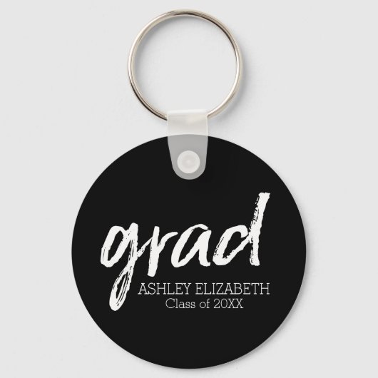 Modern Afstuderen, zwart Afstudeerder op maat Sleutelhanger (Voorkant)