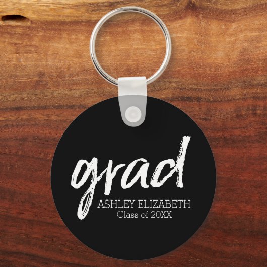 Modern Afstuderen, zwart Afstudeerder op maat Sleutelhanger (Voorkant)