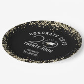 Modern Afstuderen Zwart Faux Gold Glitter Papieren Bordje (Gekanteld)