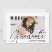 Modern Afstuderen zwart Script Photo Afstuderen Aankondiging (Voorkant)