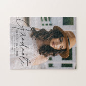 Modern Afstuderen zwart Script Photo Afstuderen Legpuzzel (Horizontaal)