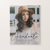 Modern Afstuderen zwart Script Photo Afstuderen Legpuzzel (Verticaal)