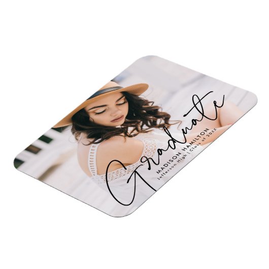 Modern Afstuderen zwart Script Photo Afstuderen Magneet (Linkerzijde)