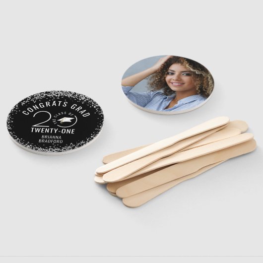 Modern Afstuderen Zwart Stijlvol Klasse Jaar Handwaaier (Niet-gemonteerd)