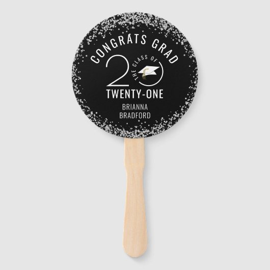 Modern Afstuderen Zwart Stijlvol Klasse Jaar Handwaaier (Voorkant)