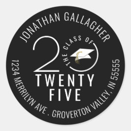 Modern Afstuderen Zwart Stijlvol Klasse Jaar Ronde Sticker