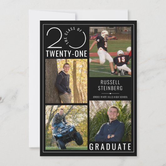 Modern Afstuderen Zwart Stylist Klasse Jaar Aankondiging (Voorkant)