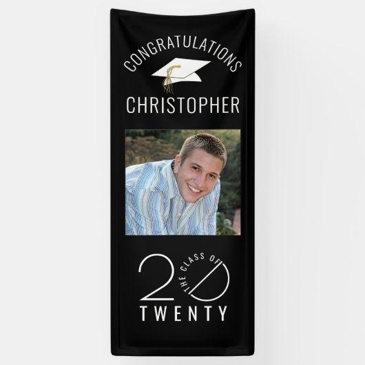 Modern Afstuderen Zwart Stylist Klasse Jaar Spandoek (Verticaal)