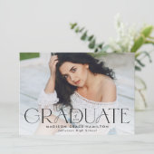 Modern Afstuderen zwart typografie foto Afstuderen Aankondiging (Staand voorkant)