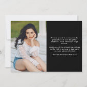 Modern Afstuderen zwart typografie foto Afstuderen Aankondiging (Achterkant)