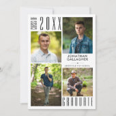 Modern Afstuderen zwart wit 5 fotocollage Aankondiging (Voorkant)