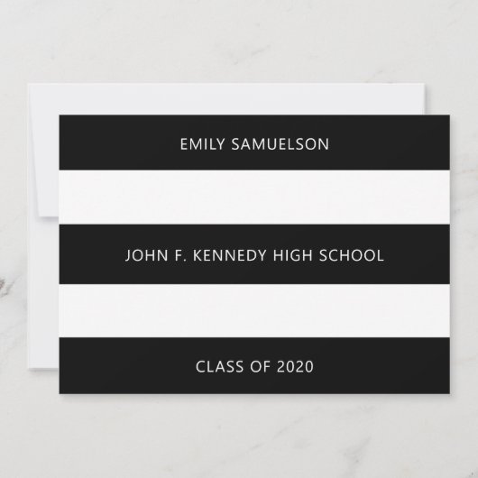 Modern Afstuderen Zwart Wit Klasse van + School Kaart (Achterkant)
