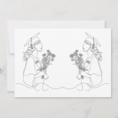 Modern Afstuderen Zwart & witte lijn kunst afstude Aankondiging (Achterkant)