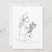 Modern Afstuderen Zwart & witte lijn kunst afstude Aankondiging (Achterkant)