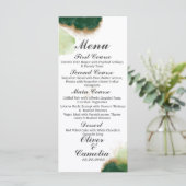 Modern Agaat Groen & Goud Bruiloft menu (Staand voorkant)