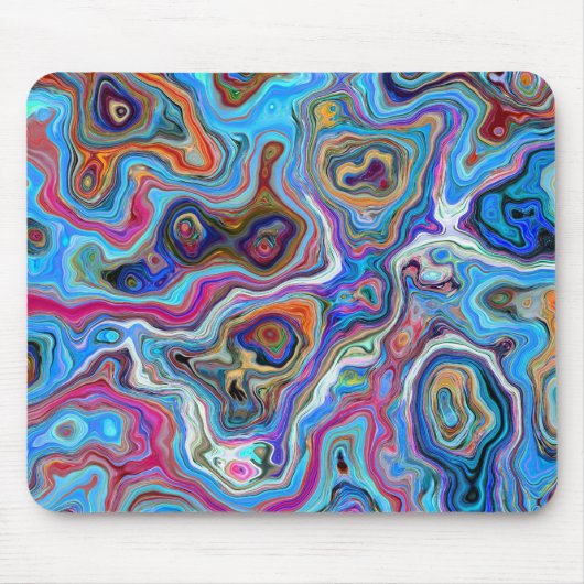 Modern agaat marmer Elegant blauw patroon Trendy Muismat (Voorkant)